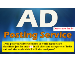 I Will post your advertisements in 50 Top Rated Classified Sites just for $3