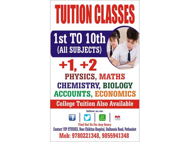 Best Science/ Math / Commerce Tuition Classes in Pathankot
