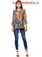 Shop Hajee Print Washable Silk Blouse Online From Tianello