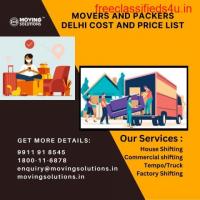 Movers and Packers Delhi Cost and Price List