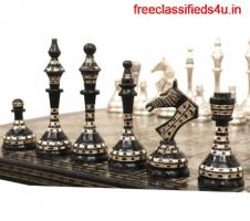 Soviet Inspired Brass Metal Luxury Chess Pieces & Board Set-