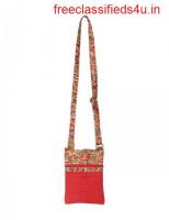 Shop In Online Jute Cottage Sling Red Small Bag From India